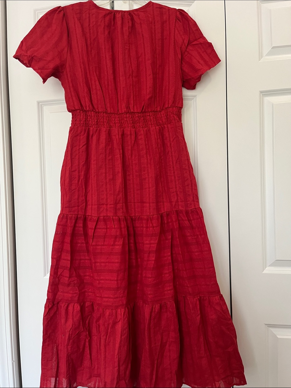 Red Tiered Cotton Midi Dress - Sm/Med. - Picture 7 of 7